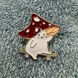 Mushroom Man Enamel Pin Skateboarding